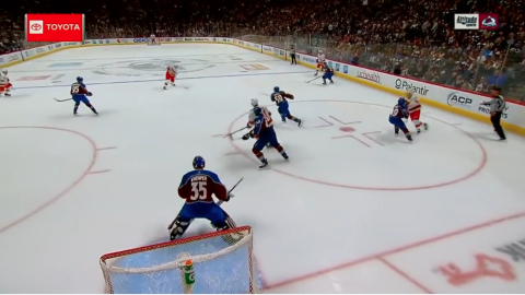 Hurricanes O-Zone Face-Off Play Winger Pops High 